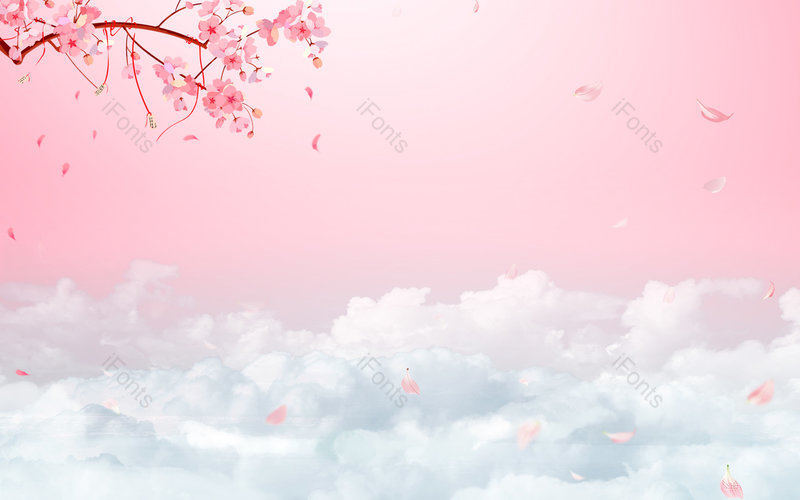 时尚梦幻天空唯美樱花云彩樱花季节背景,插画/手绘图,插画/手绘图库,插画/手绘图下载,插画/手绘